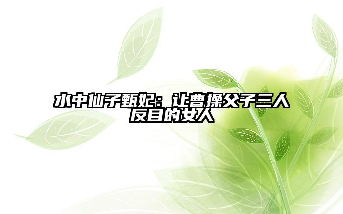 水中仙子甄妃：让曹操父子三人反目的女人