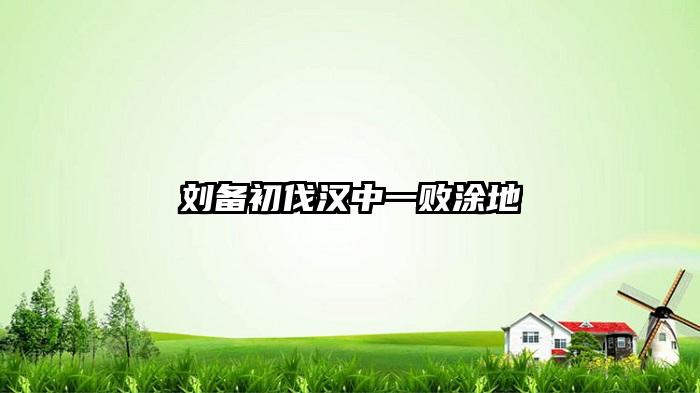 刘备初伐汉中一败涂地