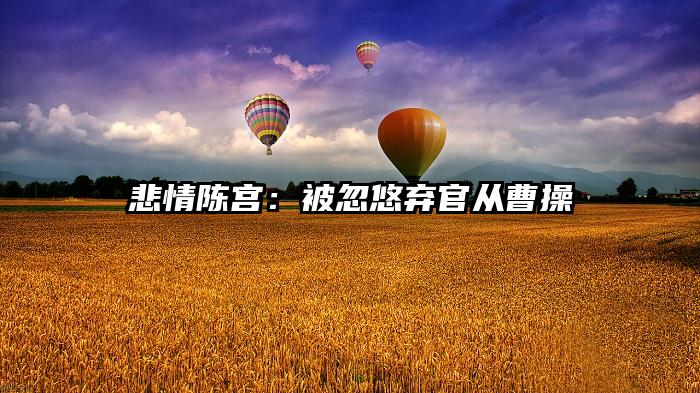 悲情陈宫：被忽悠弃官从曹操
