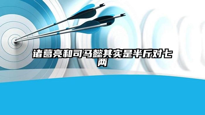 诸葛亮和司马懿其实是半斤对七两