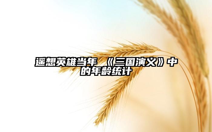 遥想英雄当年 《三国演义》中的年龄统计