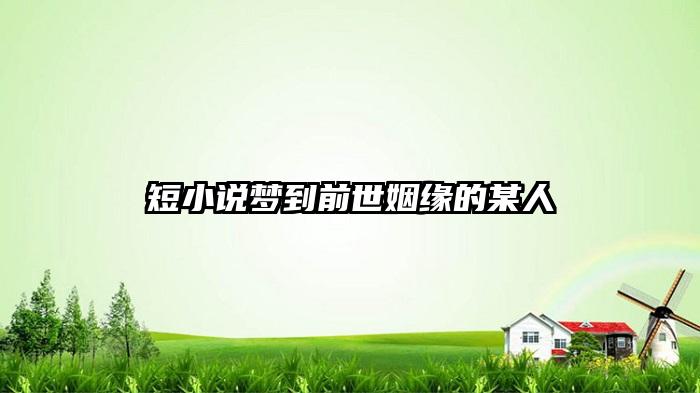 短小说梦到前世姻缘的某人