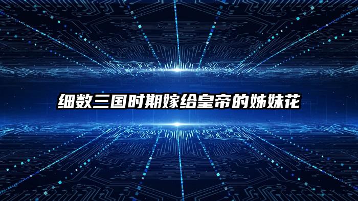 细数三国时期嫁给皇帝的姊妹花