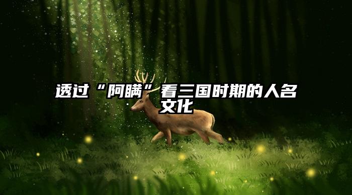 透过“阿瞒”看三国时期的人名文化