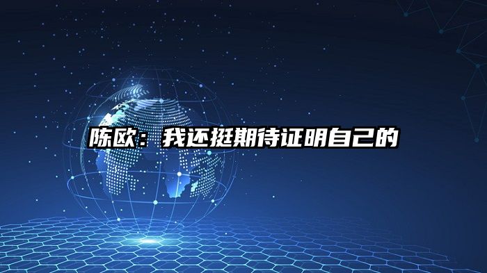 陈欧：我还挺期待证明自己的