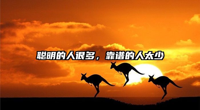 聪明的人很多，靠谱的人太少