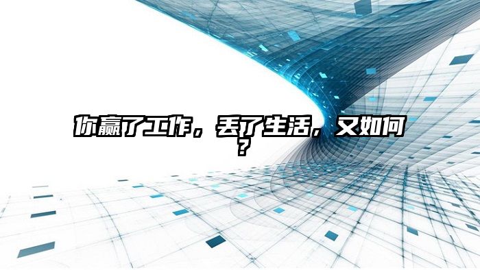 你赢了工作，丢了生活，又如何？
