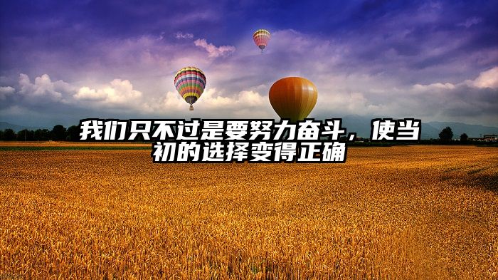 我们只不过是要努力奋斗，使当初的选择变得正确