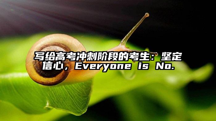 写给高考冲刺阶段的考生：坚定信心，Everyone is No.
