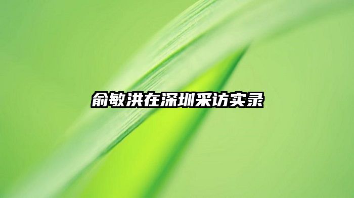 俞敏洪在深圳采访实录