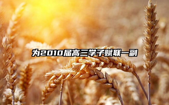 为2010届高三学子赋联一副
