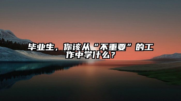 毕业生,你该从“不重要”的工作中学什么?