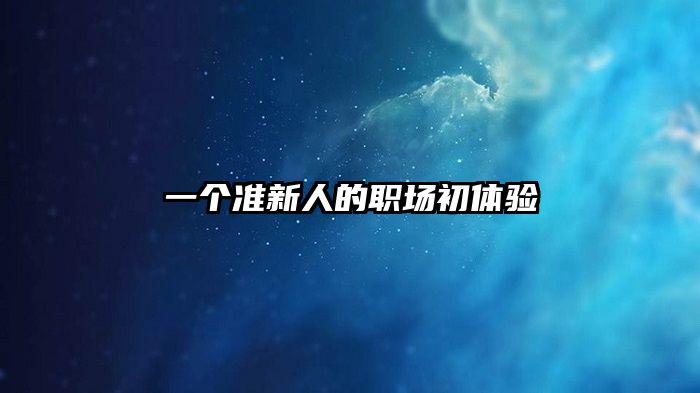 一个准新人的职场初体验